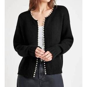 NEW SPLENDID pearl trim cardigan in black